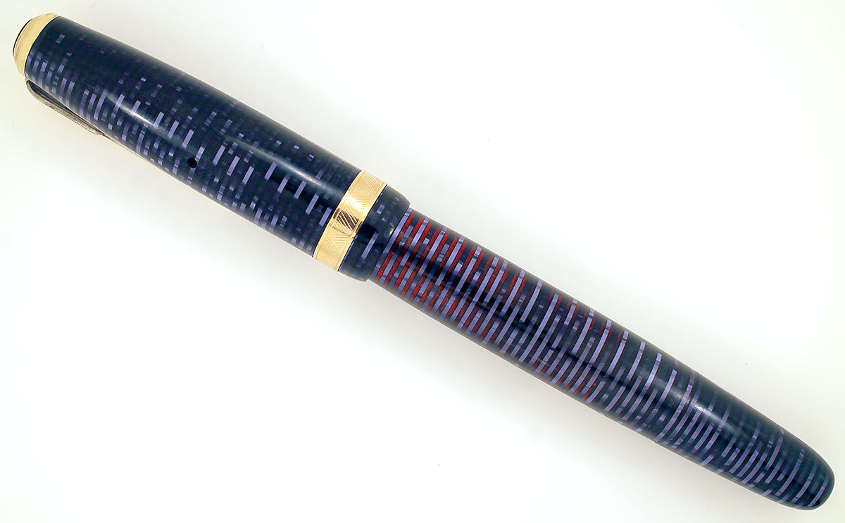 RESTORED 1946 PARKER AZURE PEARL VACUMATIC MAJOR FOUNTAIN PEN F to B ...