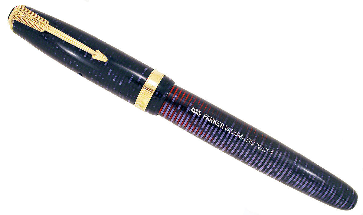 RESTORED 1946 PARKER AZURE PEARL VACUMATIC MAJOR FOUNTAIN PEN F to B ...