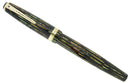 RESTORED 1946 PARKER DUOFOLD SENIOR FOUNTAIN PEN GREEN GOLD CELLULOID WITH V NIB OFFERED BY ANTIQUE DIGGER