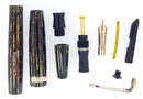 1946 PARKER STRIPED SENIOR DUOFOLD GREEN GOLD CELLULOID FOUNTAIN PEN RESTORED OFFERED BY ANTIQUE DIGGER