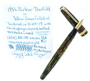 1946 PARKER STRIPED SENIOR DUOFOLD GREEN GOLD CELLULOID FOUNTAIN PEN RESTORED OFFERED BY ANTIQUE DIGGER