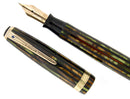 1946 PARKER STRIPED SENIOR DUOFOLD GREEN GOLD CELLULOID FOUNTAIN PEN RESTORED OFFERED BY ANTIQUE DIGGER