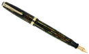 1946 PARKER STRIPED SENIOR DUOFOLD GREEN GOLD CELLULOID FOUNTAIN PEN RESTORED OFFERED BY ANTIQUE DIGGER