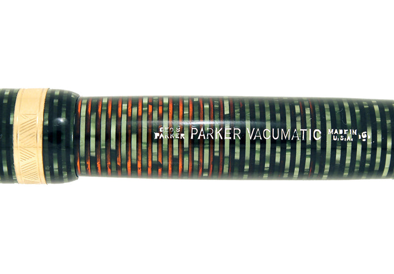 1946 PARKER EMERALD PEARL VACUMATIC MAJOR FOUNTAIN PEN F to B FLEX NIB RESTORED OFFERED BY ANTIQUE DIGGER