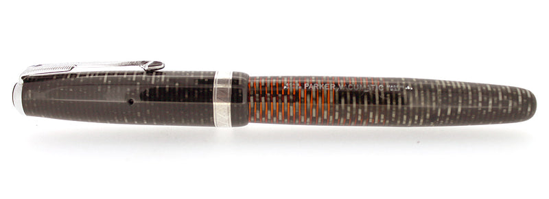 1946 PARKER SILVER PEARL VACUMATIC MAJOR SIZE FOUNTAIN PEN RESTORED OFFERED BY ANTIQUE DIGGER