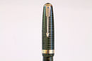 RESTORED 1946 PARKER EMERALD PEARL VACUMATIC MAJOR FOUNTAIN PEN WITH F to BB SEMI-FLEXIBLE NIB