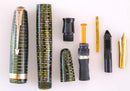 RESTORED 1946 PARKER EMERALD PEARL VACUMATIC MAJOR FOUNTAIN PEN WITH F to BB SEMI-FLEXIBLE NIB