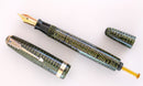 RESTORED 1946 PARKER EMERALD PEARL VACUMATIC MAJOR FOUNTAIN PEN WITH F to BB SEMI-FLEXIBLE NIB