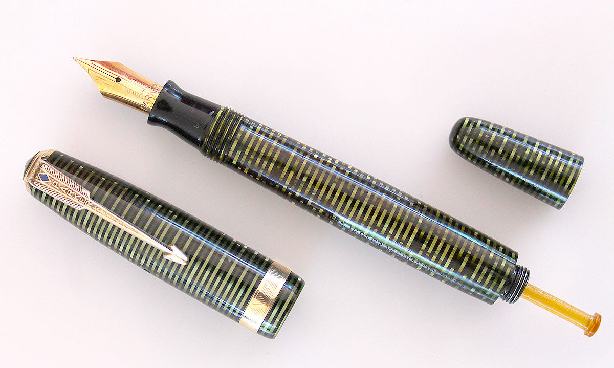 RESTORED 1946 PARKER EMERALD PEARL VACUMATIC MAJOR FOUNTAIN PEN WITH F
