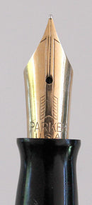 RESTORED 1946 PARKER EMERALD PEARL VACUMATIC MAJOR FOUNTAIN PEN WITH F to BB SEMI-FLEXIBLE NIB