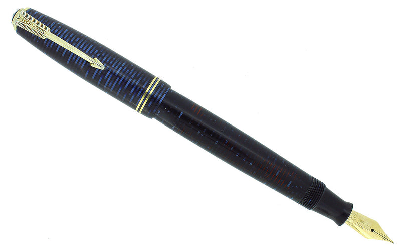1946 PARKER AZURE BLUE PEARL VACUMATIC FOUNTAIN PEN MAJOR SIZE RESTORED OFFERED BY ANTIQUE DIGGER