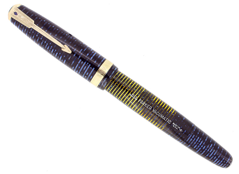 1946 PARKER VACUMATIC MAJOR AZURE BLUE PEARL FOUNTAIN PEN RESTORED NEAR MINT OFFERED BY ANTIQUE DIGGER