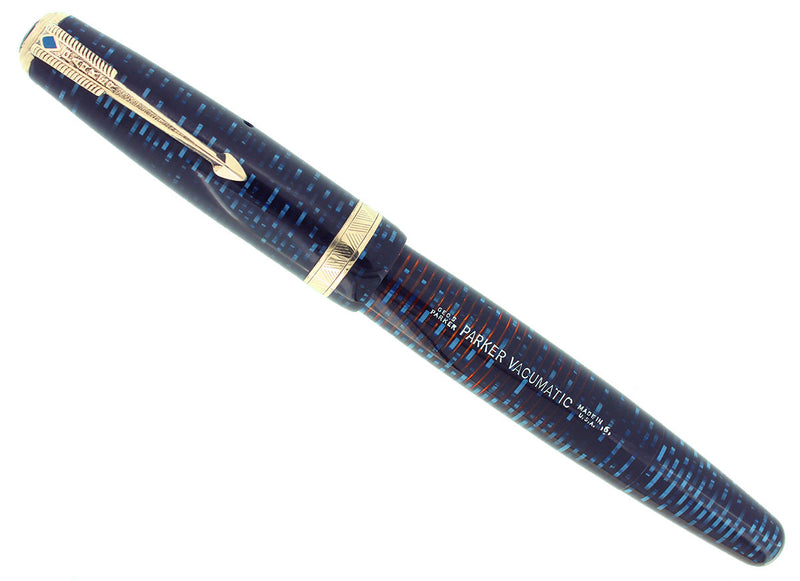 1946 PARKER AZURE PEARL VACUMATIC MAJOR FOUNTAIN PEN RESTORED OFFERED BY ANTIQUE DIGGER