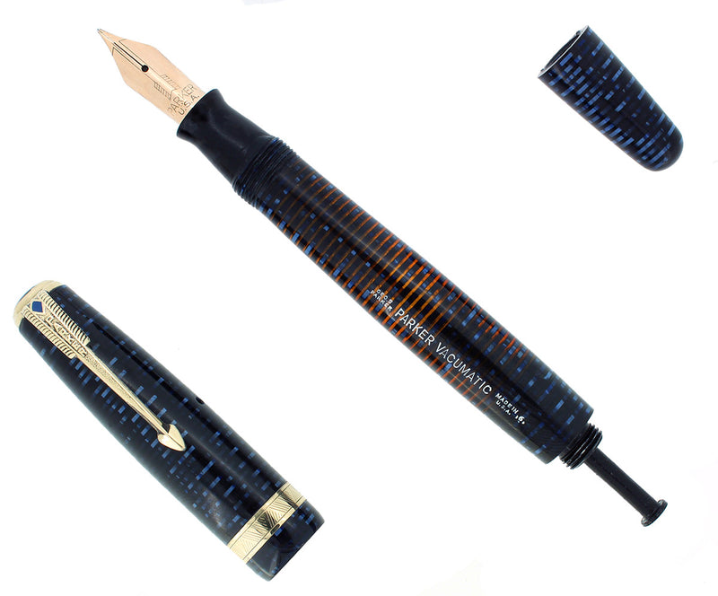 1946 PARKER AZURE PEARL VACUMATIC MAJOR FOUNTAIN PEN RESTORED OFFERED BY ANTIQUE DIGGER