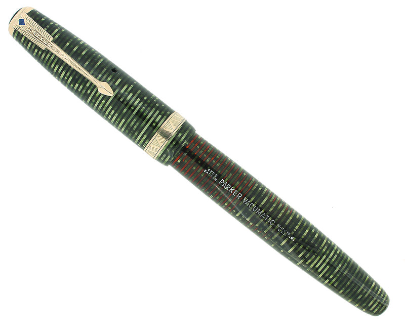 1946 PARKER VACUMATIC EMERALD PEARL SINGLE JEWEL FOUNTAIN PEN RESTORED EXCELLENT OFFERED BY ANTIQUE DIGGER