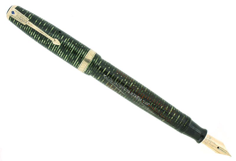 1946 PARKER VACUMATIC EMERALD PEARL SINGLE JEWEL FOUNTAIN PEN RESTORED EXCELLENT OFFERED BY ANTIQUE DIGGER