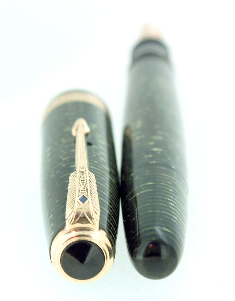 1946 PARKER VACUMATIC EMERALD PEARL SINGLE JEWEL FOUNTAIN PEN RESTORED NEAR MINT OFFERED BY ANTIQUE DIGGER