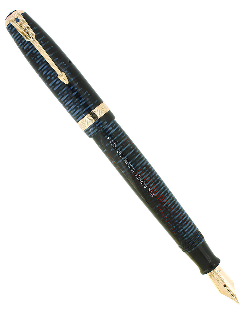 1946 PARKER AZURE PEARL VACUMATIC MAJOR SINGLE JEWEL FOUNTAIN PEN RESTORED OFFERED BY ANTIQUE DIGGER