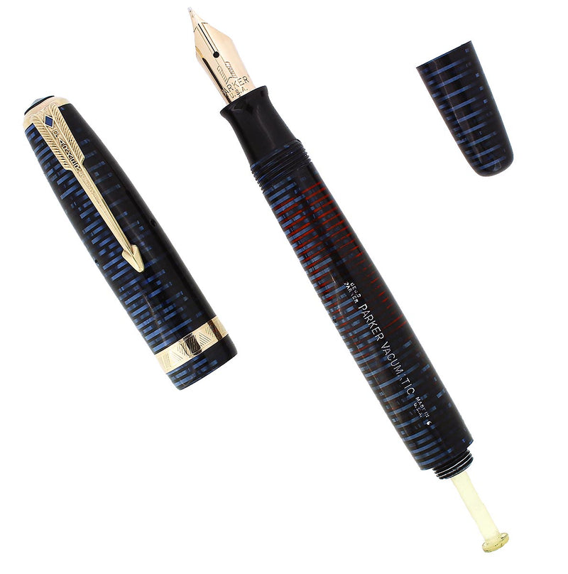 1946 PARKER AZURE PEARL VACUMATIC MAJOR SINGLE JEWEL FOUNTAIN PEN RESTORED OFFERED BY ANTIQUE DIGGER