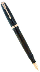 1946 PARKER VACUMATIC AZURE BLUE PEARL MAJOR FOUNTAIN PEN RESTORED OFFERED BY ANTIQUE DIGGER