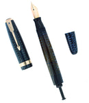 1946 PARKER VACUMATIC AZURE BLUE PEARL MAJOR FOUNTAIN PEN RESTORED OFFERED BY ANTIQUE DIGGER