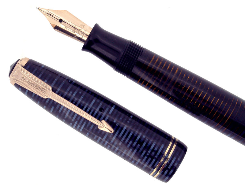 1947 PARKER AZURE PEARL VACUMATIC MAJOR FOUNTAIN PEN RESTORED CONDITION OFFERED BY ANTIQUE DIGGER