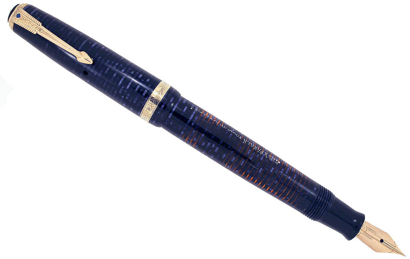 1947 PARKER BLUE / AZURE PEARL VACUMATIC FOUNTAIN PEN RESTORED OFFERED BY ANTIQUE DIGGER