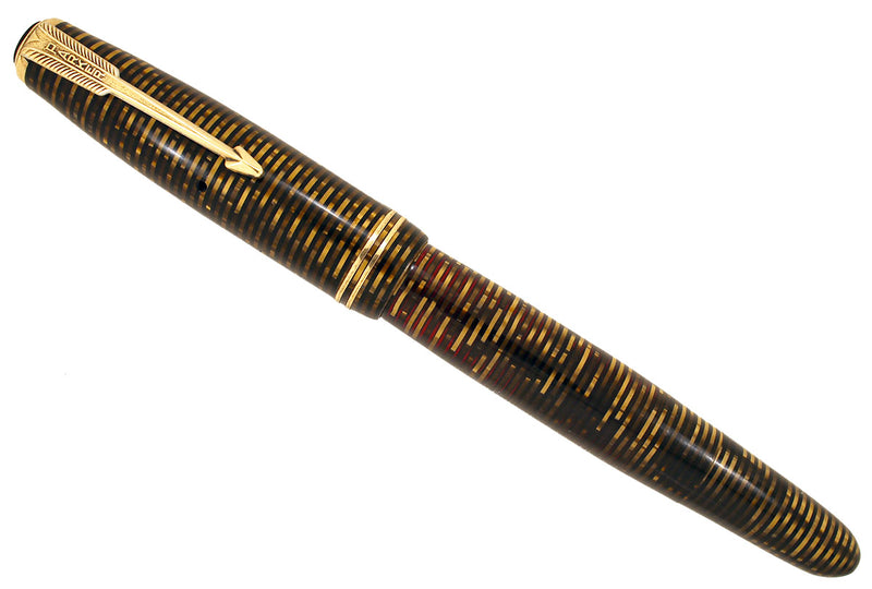 1947 PARKER GOLDEN PEARL VACUMATIC MAJOR FOUNTAIN PEN XF to BB FLEX NIB RESTORED OFFERED BY ANTIQUE DIGGER