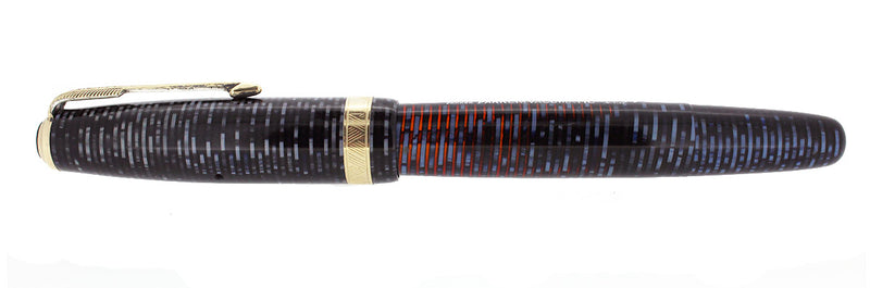 1947 PARKER AZURE PEARL VACUMATIC MAJOR SINGLE JEWEL FOUNTAIN PEN RESTORED OFFERED BY ANTIQUE DIGGER