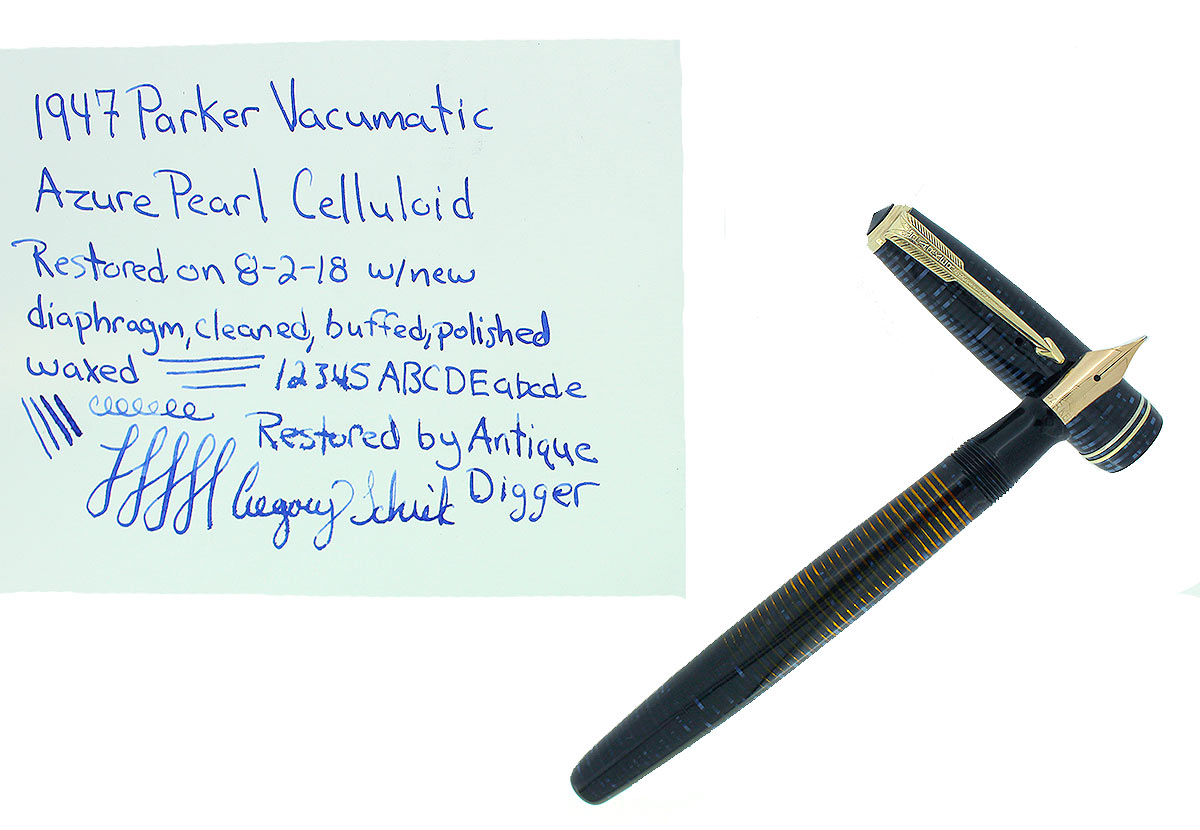 1947 PARKER AZURE PEARL VACUMATIC FOUNTAIN PEN GORGEOUS COLOR RESTORED