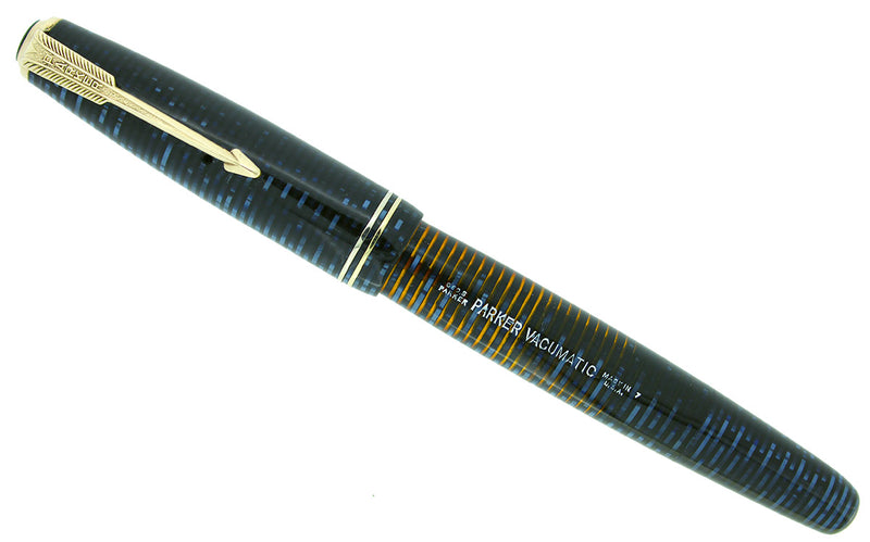 1947 PARKER AZURE PEARL VACUMATIC FOUNTAIN PEN GORGEOUS COLOR RESTORED OFFERED BY ANTIQUE DIGGER