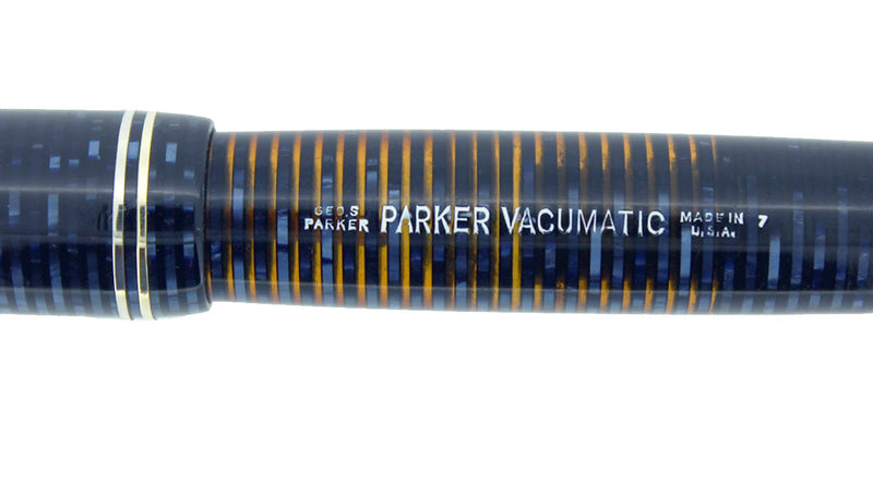 1947 PARKER AZURE PEARL VACUMATIC FOUNTAIN PEN GORGEOUS COLOR RESTORED OFFERED BY ANTIQUE DIGGER