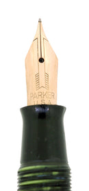 1947 PARKER VACUMATIC EMERALD PEARL SINGLE JEWEL FOUNTAIN PEN RESTORED NEAR MINT OFFERED BY ANTIQUE DIGGER