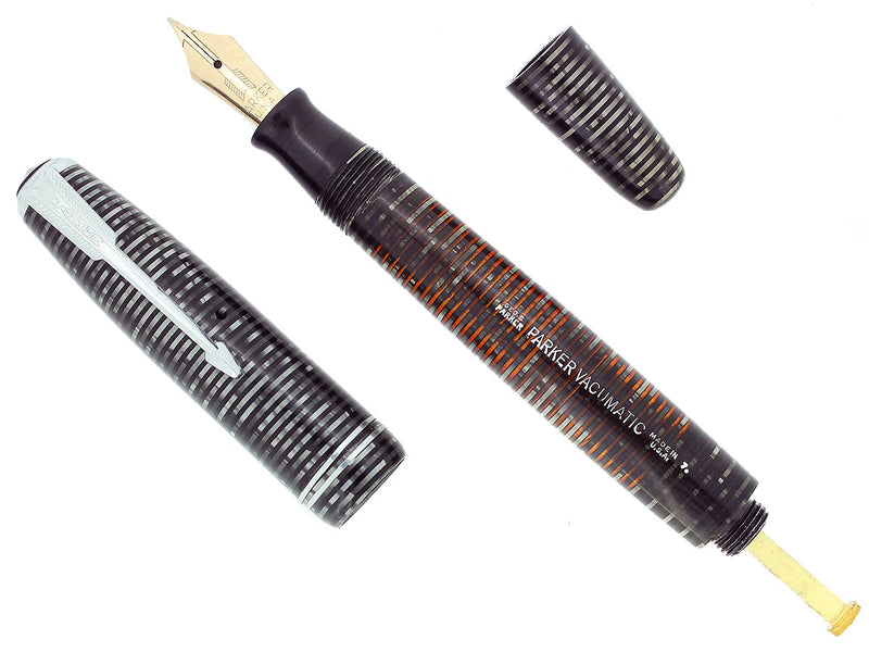 1947 PARKER VACUMATIC SILVER PEARL SINGLE JEWEL FOUNTAIN PEN RESTORED NEAR MINT OFFERED BY ANTIQUE DIGGER
