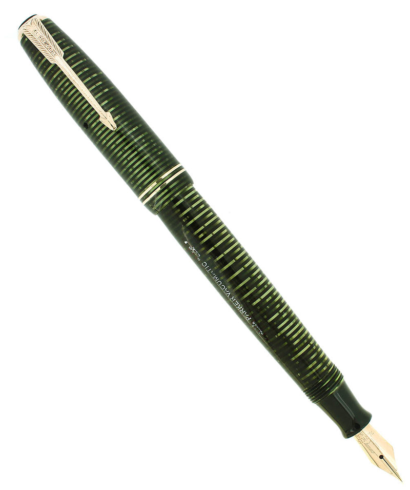 1947 PARKER VACUMATIC EMERALD PEARL SINGLE JEWEL FOUNTAIN PEN RESTORED OFFERED BY ANTIQUE DIGGER