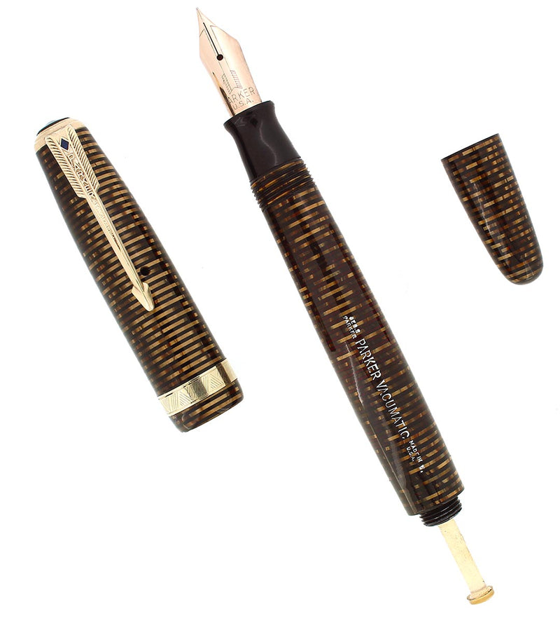 1945 PARKER VACUMATIC MAJOR SIZE GOLDEN PEARL FOUNTAIN PEN RESTORED OFFERED BY ANTIQUE DIGGER