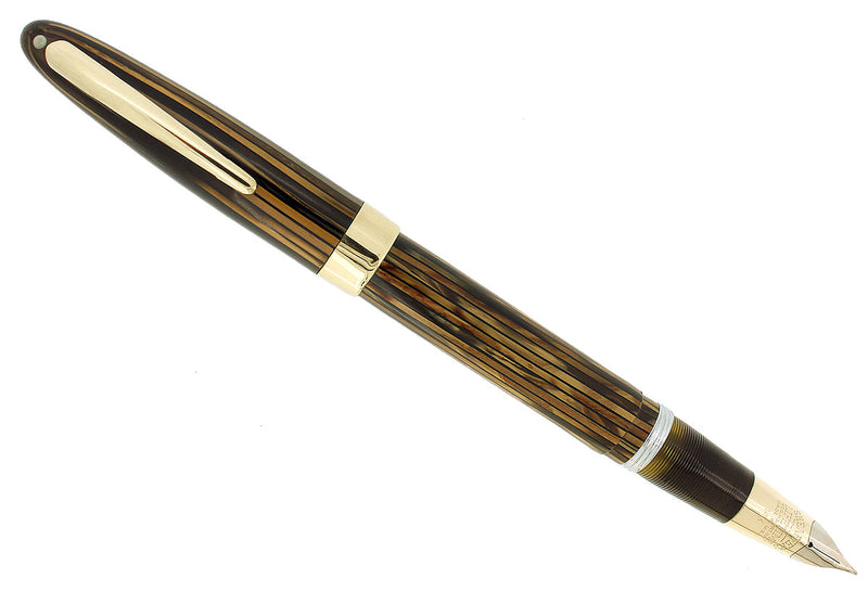 C1947 SHEAFFER TRIUMPH VALIANT GOLDEN BROWN FOUNTAIN PEN PLUNGER FILL RESTORED OFFERED BY ANTIQUE DIGGER