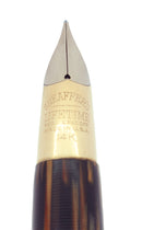 C1947 SHEAFFER TRIUMPH STATESMAN GOLDEN BROWN FOUNTAIN PEN PLUNGER FILL RESTORED OFFERED BY ANTIQUE DIGGER