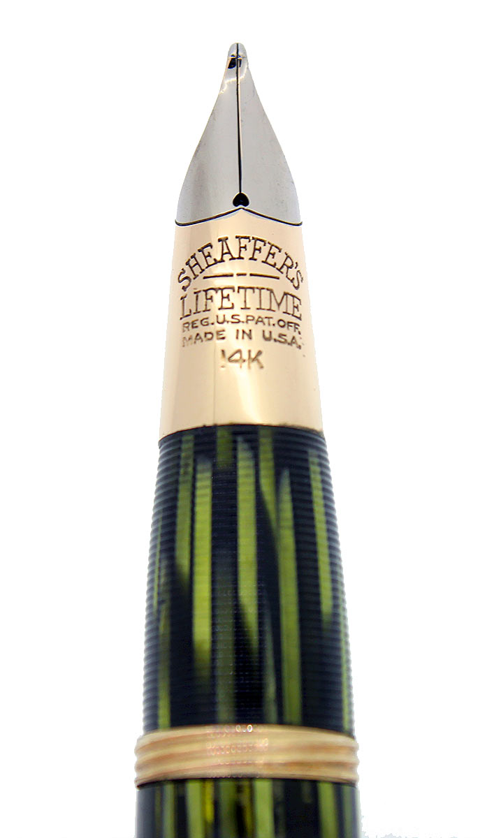 CIRCA 1947 SHEAFFER TRIUMPH VALIANT MARINE GREEN OVERSIZE FOUNTAIN PEN RESTORED OFFERED BY ANTIQUE DIGGER