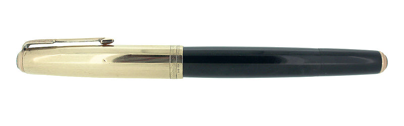 1948 PARKER 51 VACUMATIC DOUBLE JEWEL BLACK FOUNTAIN PEN 1/10 16K CAP RESTORED OFFERED BY ANTIQUE DIGGER