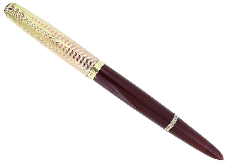 RARE 1948 PARKER 51 SOLID 14K GOLD EMPIRE 2-TONE CAP FOUNTAIN PEN RESTORED OFFERED BY ANTIQUE DIGGER
