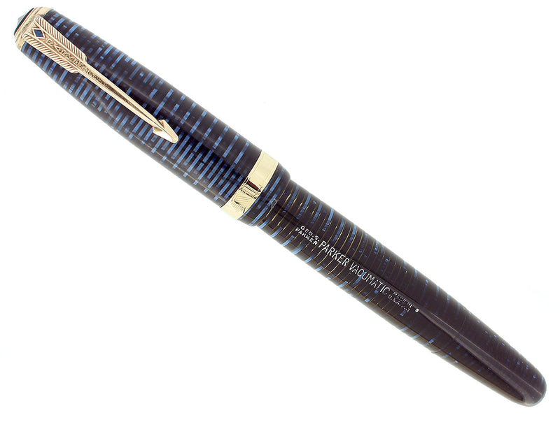 1948 PARKER VACUMATIC AZURE BLUE PEARL MAJOR FOUNTAIN PEN RESTORED OFFERED BY ANTIQUE DIGGER