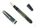 1948 PARKER VACUMATIC AZURE BLUE PEARL MAJOR FOUNTAIN PEN RESTORED OFFERED BY ANTIQUE DIGGER