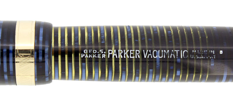 1948 PARKER VACUMATIC AZURE BLUE PEARL MAJOR FOUNTAIN PEN RESTORED OFFERED BY ANTIQUE DIGGER