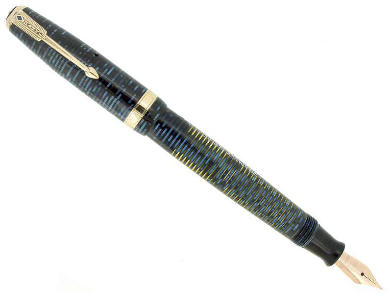 1948 PARKER AZURE PEARL VACUMATIC FOUNTAIN PEN MAJOR SIZE RESTORED NEAR MINT OFFERED BY ANTIQUE DIGGER