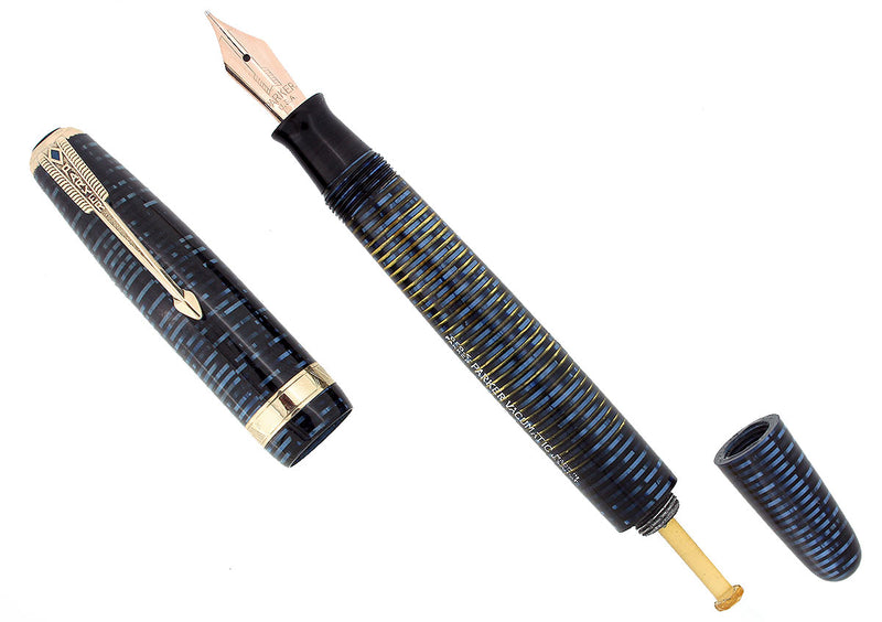1948 PARKER AZURE PEARL VACUMATIC FOUNTAIN PEN MAJOR SIZE RESTORED NEAR MINT OFFERED BY ANTIQUE DIGGER