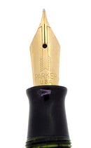 1948 PARKER EMERALD PEARL VACUMATIC FOUNTAIN PEN MAJOR SIZE F-B FLEX NIB RESTORED OFFERED BY ANTIQUE DIGGER