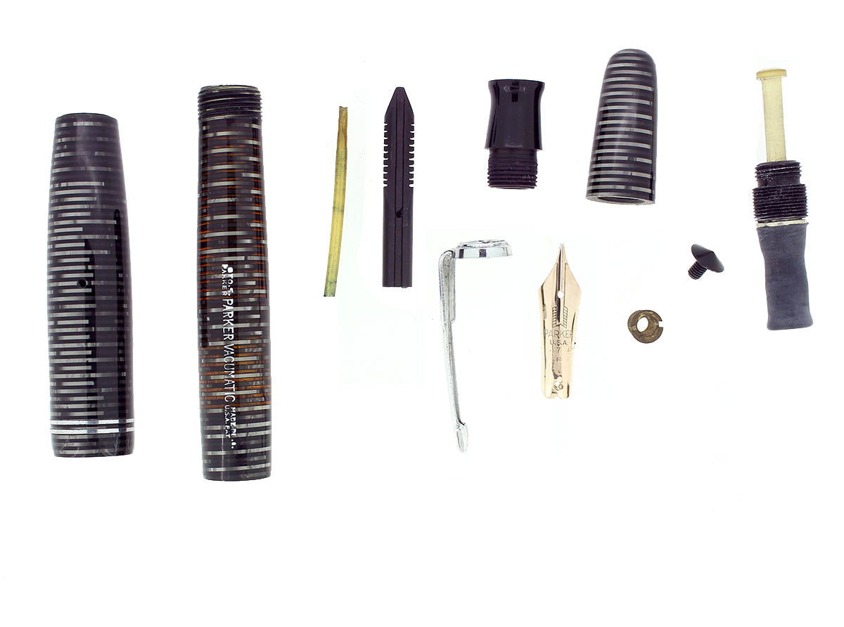 1948 PARKER VACUMATIC SILVER PEARL SINGLE JEWEL FOUNTAIN PEN RESTORED