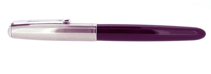 1949 PARKER 51 PLUM AEROMETRIC FOUNTAIN PEN WITH 1.19MM STUB NIB RESTORED OFFERED BY ANTIQUE DIGGER