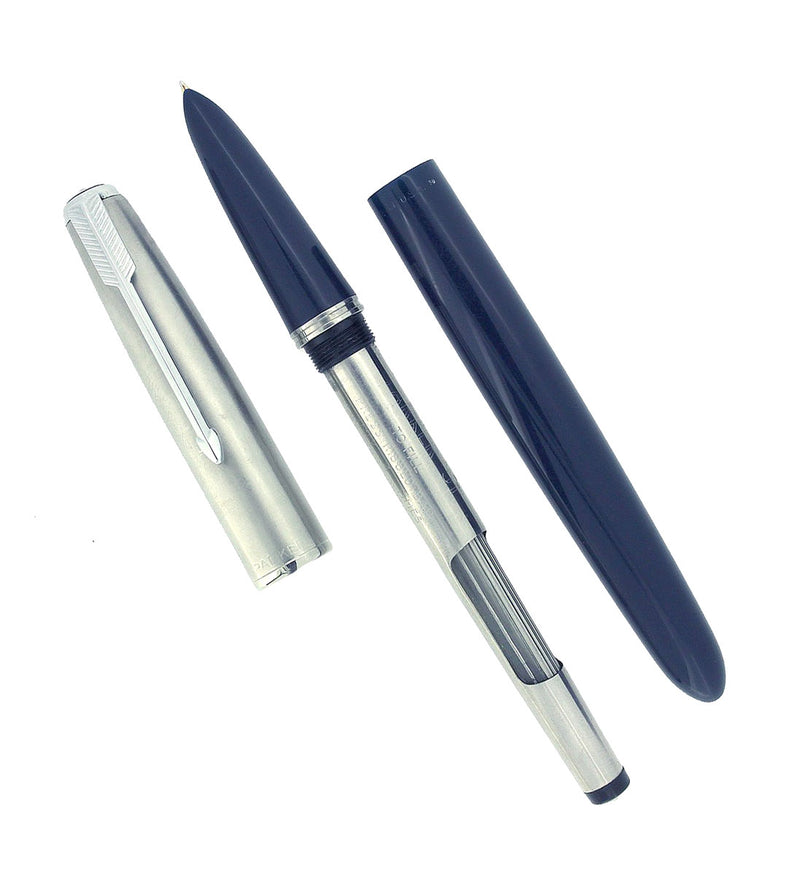 1950 PARKER 51 MIDNIGHT BLUE AEROMETRIC FOUNTAIN PEN & PENCIL SET RESTORED OFFERED BY ANTIQUE DIGGER